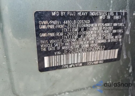 2014 Subaru Forester 2.5I Limited из США, поврежденный, VIN JF2SJAHC0EH509512